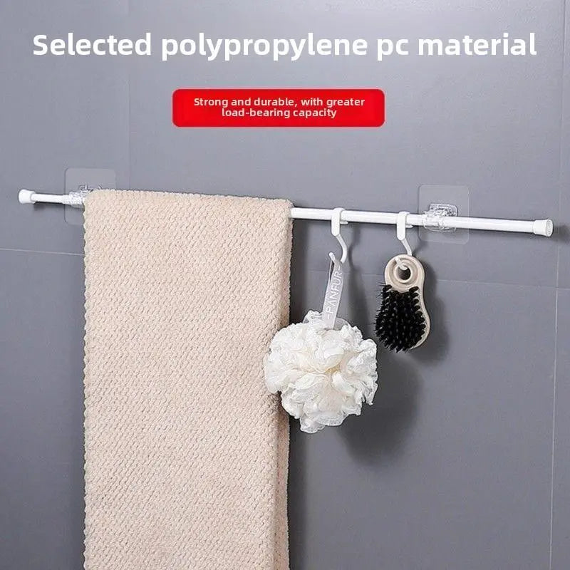 No-Drill Telescopic Curtain Rod – Heavy-Duty Adhesive Mount, Adjustable Tension Rod for Bathroom, Doorways & Dorms