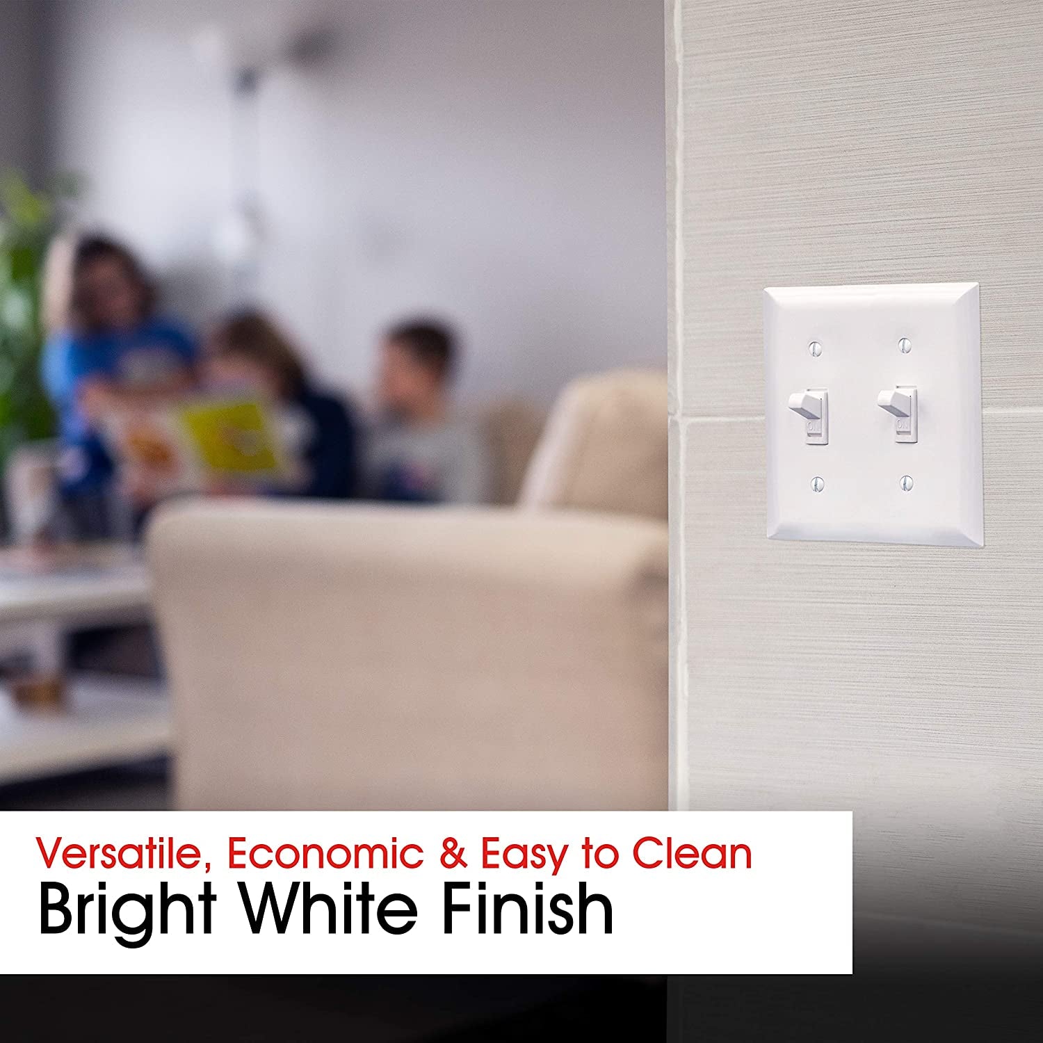 Double Oversized Wall Plate Cover, 2 Gang, Unbreakable Faceplate, X 4.9”, Screws Included, White,  Toggle Switch Wallplate, 1 Pack