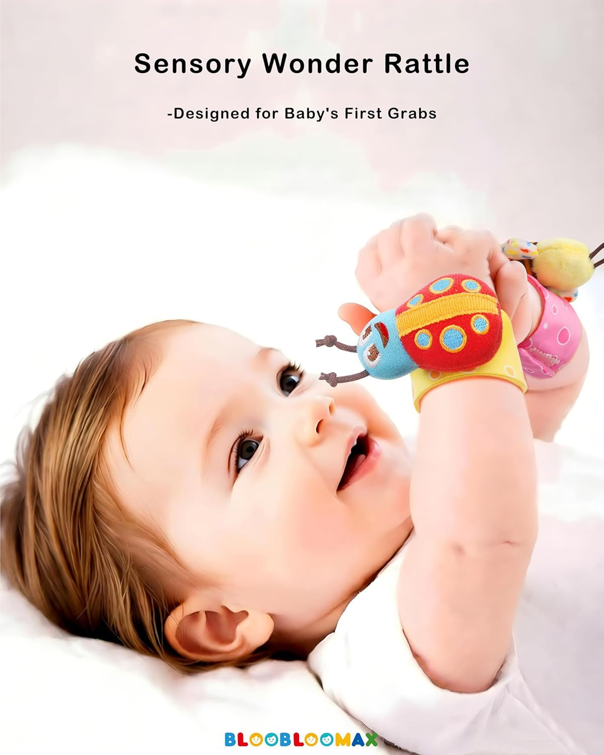 Wrist Rattle Socks and Foot Finder Set, Infant Girl Boy Toys for Babies 0-36 Months, Newborn Hand & Foot Toys for 0 to 3 Years, Baby Shower Gifts Set Easter Basket Stuffer