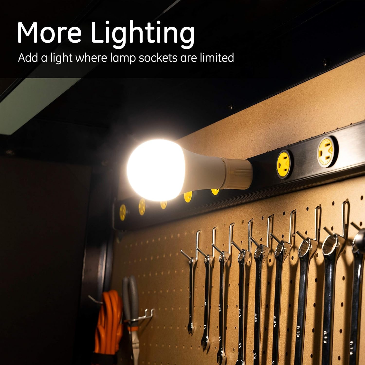 Polarized Socket Adapter, 2 Pack, Convert Outlets to Lamp Sockets, Perfect for Workshop, Garage or Utility Room, Polarized Plug, UL Listed, Light Almond, 54607