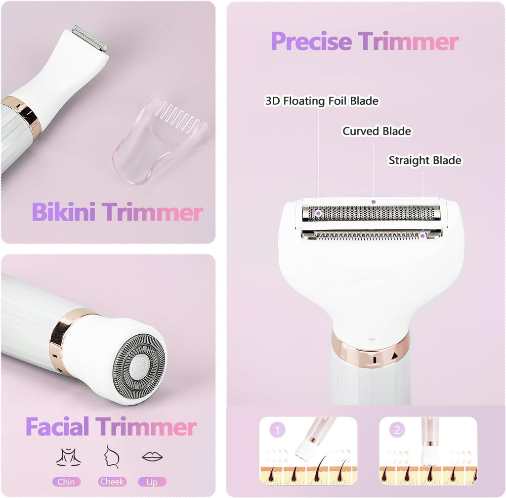 5-in-1 Electric Razor for Women – Wet & Dry Bikini Trimmer for Face, Body, Legs & Sensitive Areas