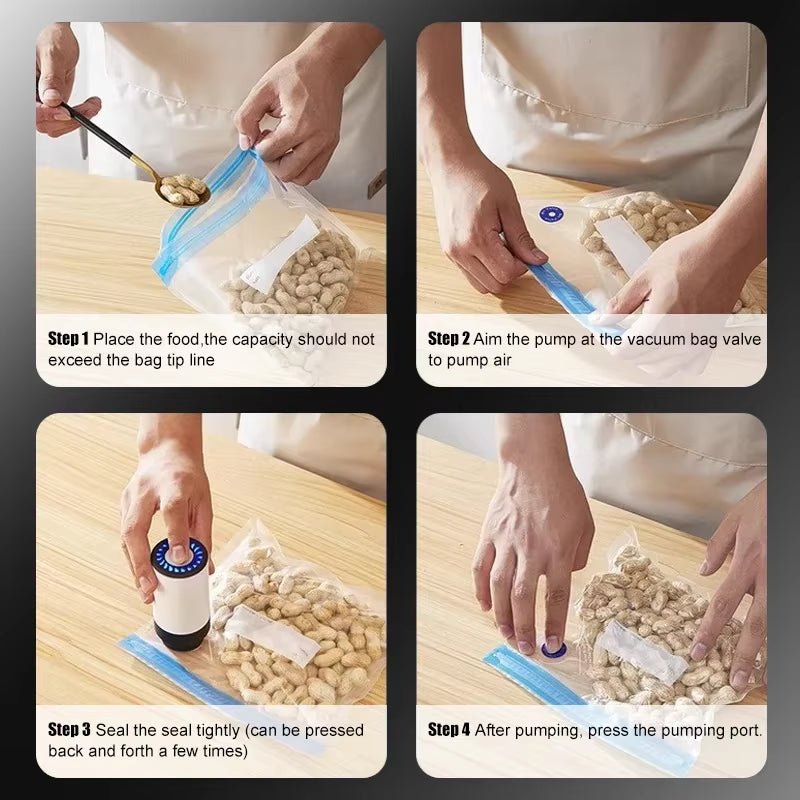 Handheld Vacuum Sealer – Freshness -Prevent Food Waste & Cross-Contamination-Leak-Proof Storage + 50 Air-Tight Seal Bags