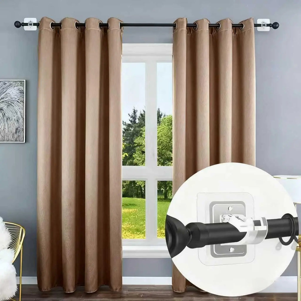 No-Drill Telescopic Curtain Rod – Heavy-Duty Adhesive Mount, Adjustable Tension Rod for Bathroom, Doorways & Dorms