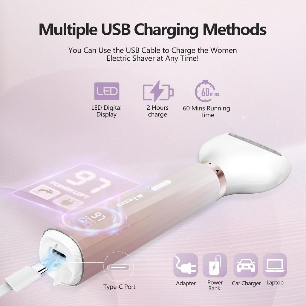 5-in-1 Electric Razor for Women – Wet & Dry Bikini Trimmer for Face, Body, Legs & Sensitive Areas