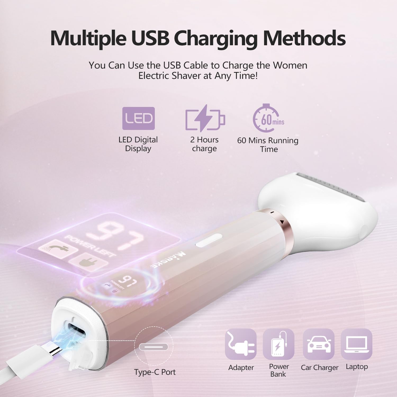 5-in-1 Electric Razor for Women – Wet & Dry Bikini Trimmer for Face, Body, Legs & Sensitive Areas