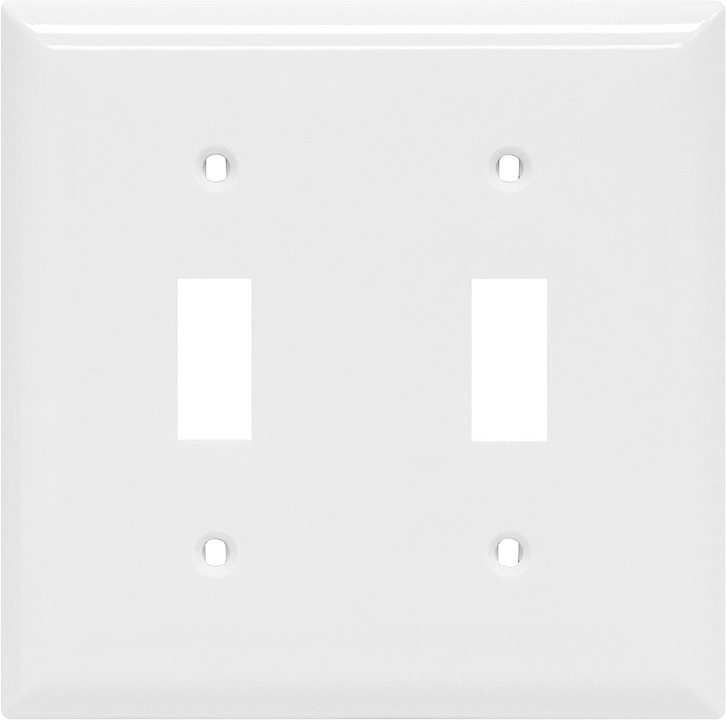 Double Oversized Wall Plate Cover, 2 Gang, Unbreakable Faceplate, X 4.9”, Screws Included, White,  Toggle Switch Wallplate, 1 Pack