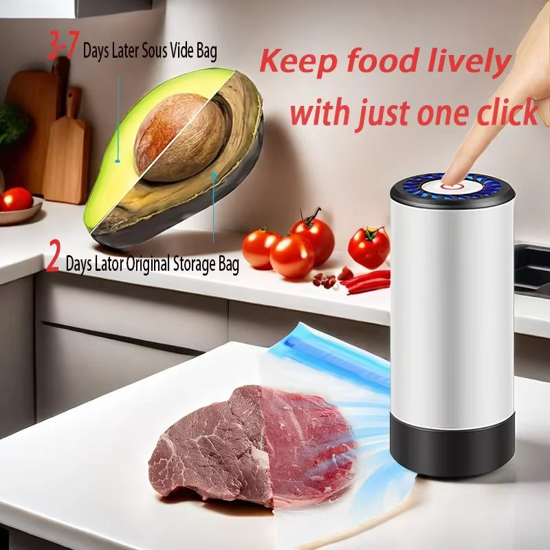 Handheld Vacuum Sealer – Freshness -Prevent Food Waste & Cross-Contamination-Leak-Proof Storage + 50 Air-Tight Seal Bags