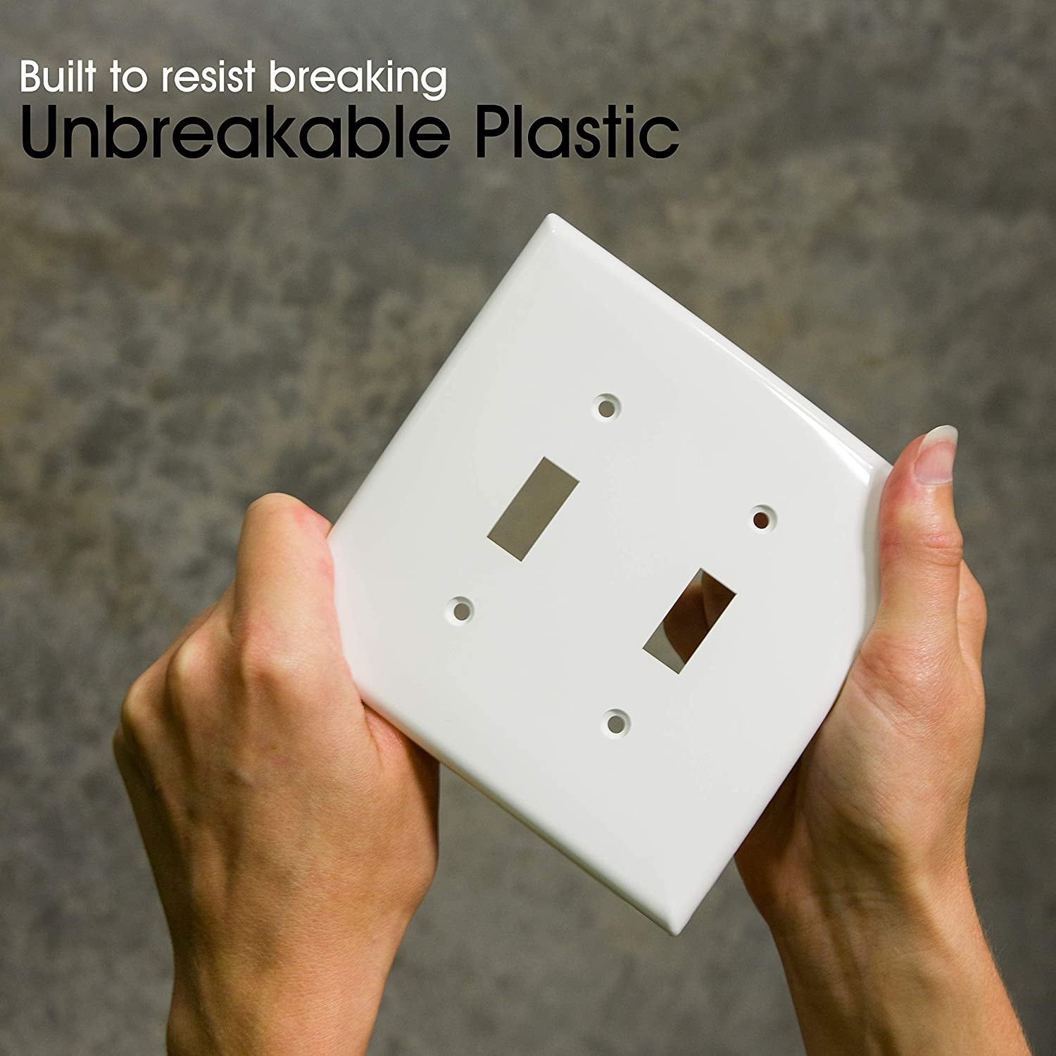 Double Oversized Wall Plate Cover, 2 Gang, Unbreakable Faceplate, X 4.9”, Screws Included, White,  Toggle Switch Wallplate, 1 Pack