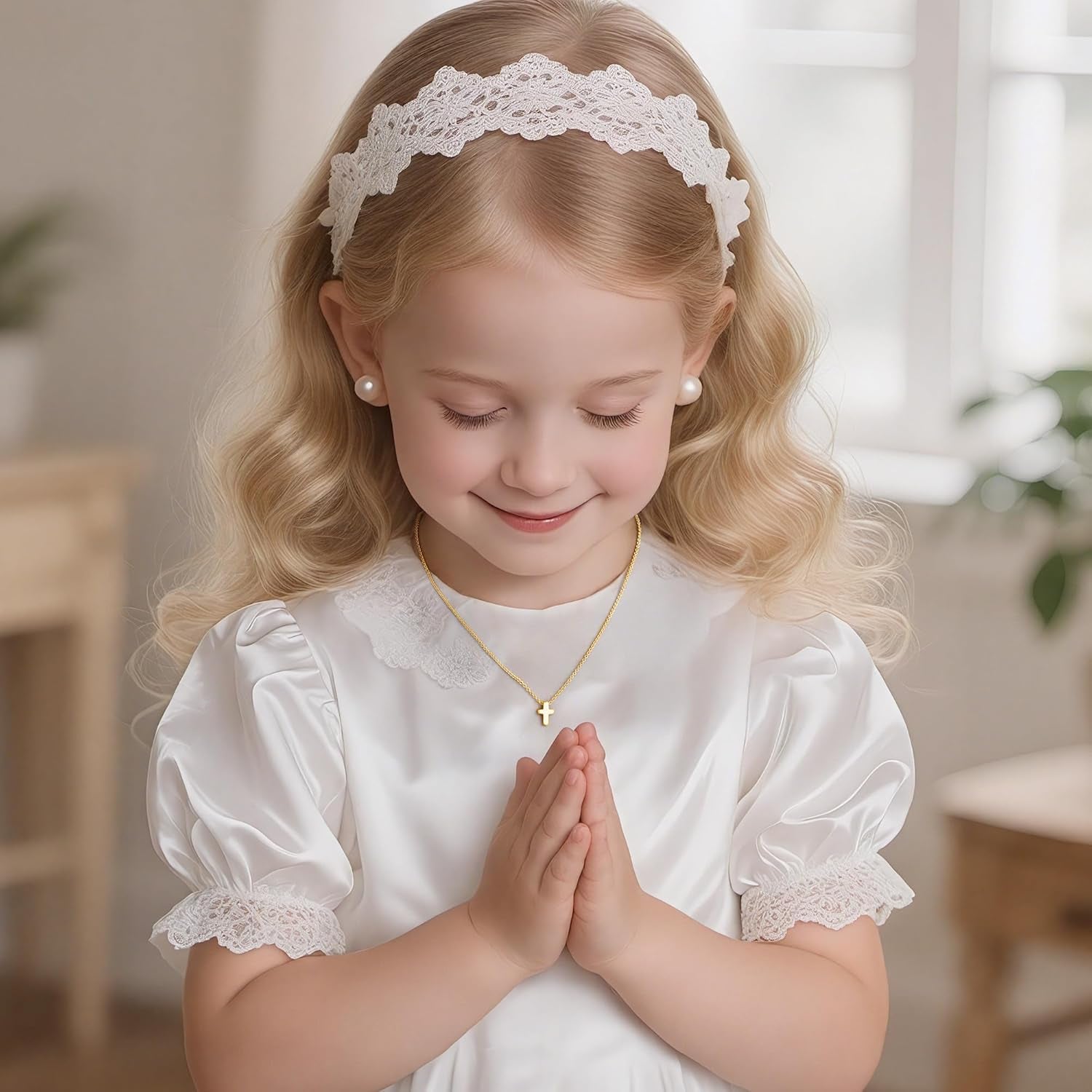 Cross Necklace for Women Girls, Dainty Gold Plated Cross Pendant Necklace Sideways Cross Choker Layered Cross Necklace for Women Girls