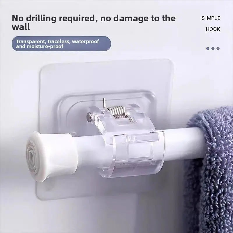 No-Drill Telescopic Curtain Rod – Heavy-Duty Adhesive Mount, Adjustable Tension Rod for Bathroom, Doorways & Dorms