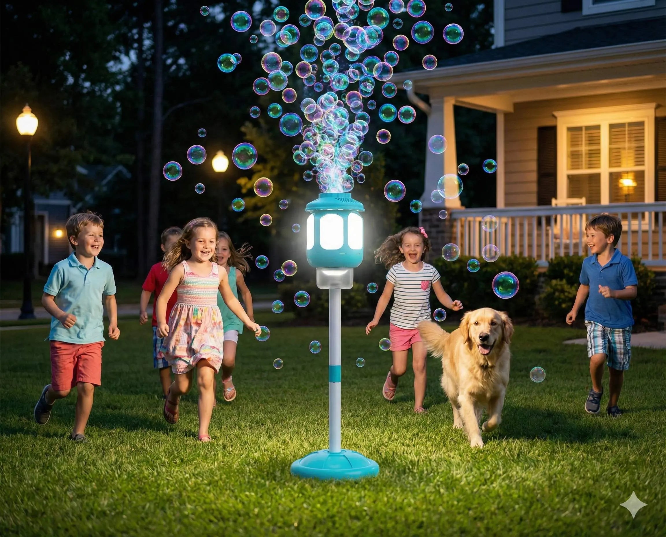 Bubblefx Set of 2 Light up Lantern 44" Bubble Blasters, Outdoor Party Toy for Kids, Nighttime Bubble Fun