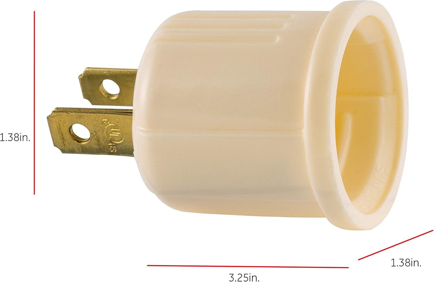 Polarized Socket Adapter, 2 Pack, Convert Outlets to Lamp Sockets, Perfect for Workshop, Garage or Utility Room, Polarized Plug, UL Listed, Light Almond, 54607