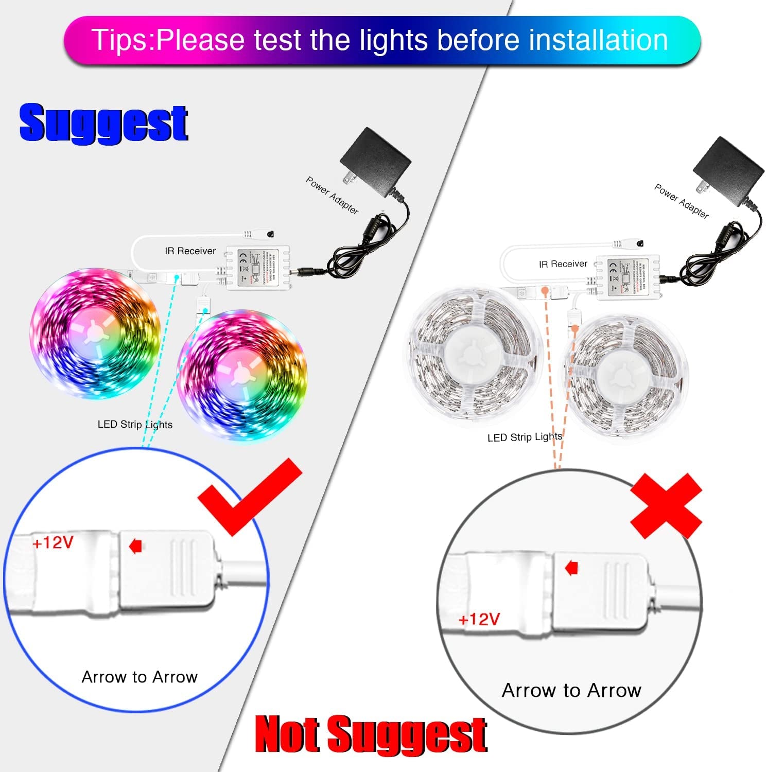 Led Lights Color Changing Led Strip Lights with Remote Controller 60 Ft, 2 Rolls of 30 Ft Led Lighting for Bedroom, Home Decoration