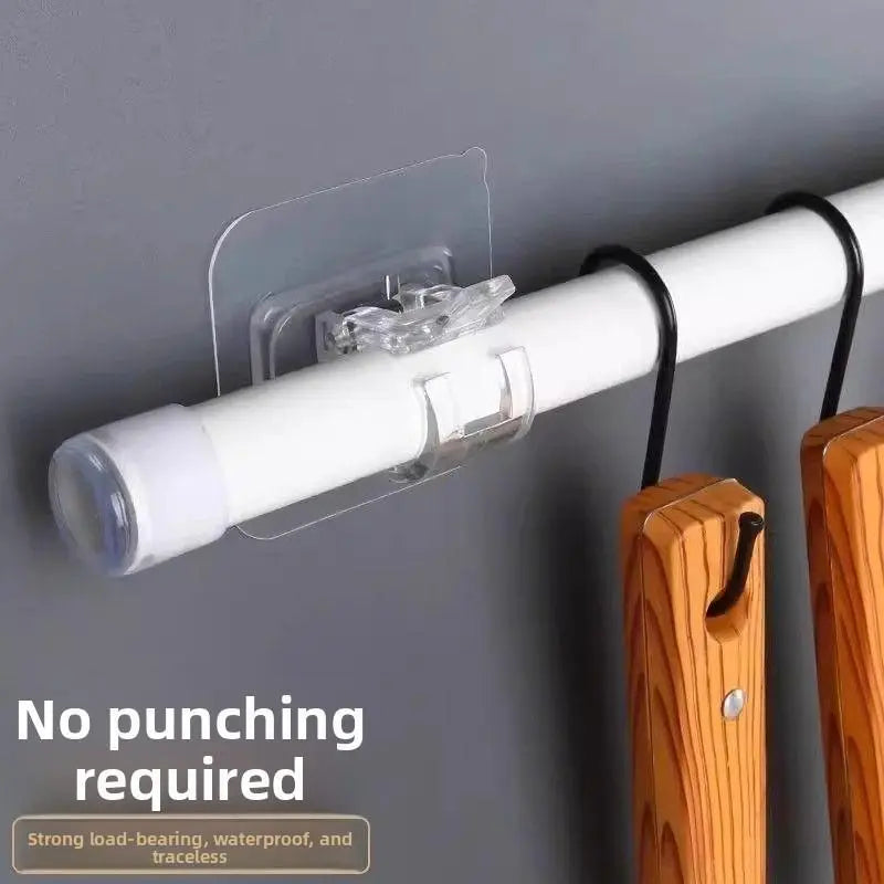 No-Drill Telescopic Curtain Rod – Heavy-Duty Adhesive Mount, Adjustable Tension Rod for Bathroom, Doorways & Dorms